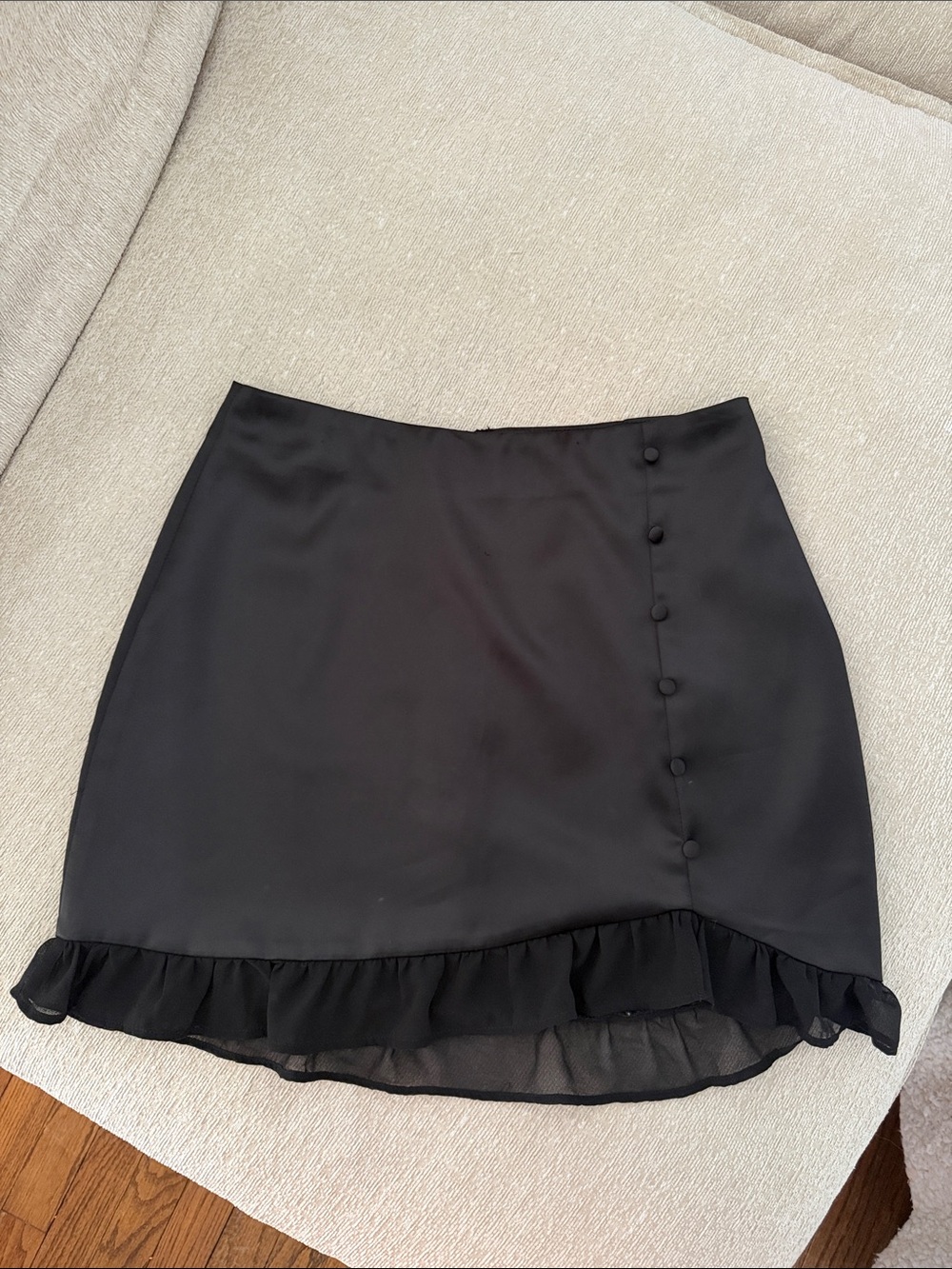Wild Honey Black Ruffle-Hem Mini Skirt